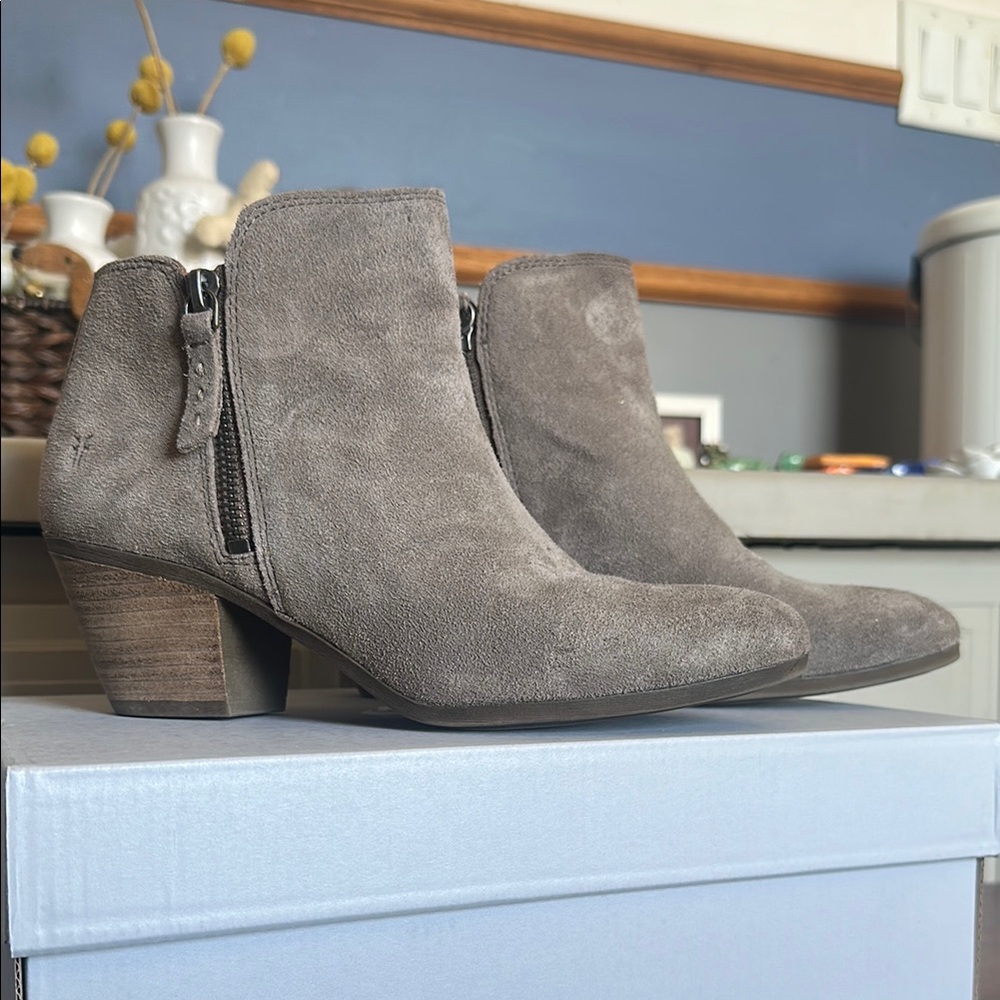 Gray Suede Ankle Boots